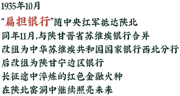 1935年10月，扁担银行随中央红军抵达陕北